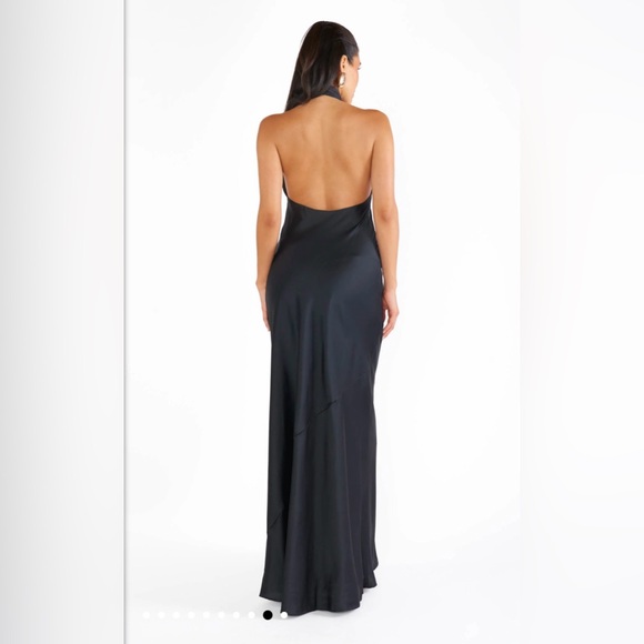 Show Me Your MuMu Jasmine Halter Maxi Dress- black satin - Picture 2 of 2